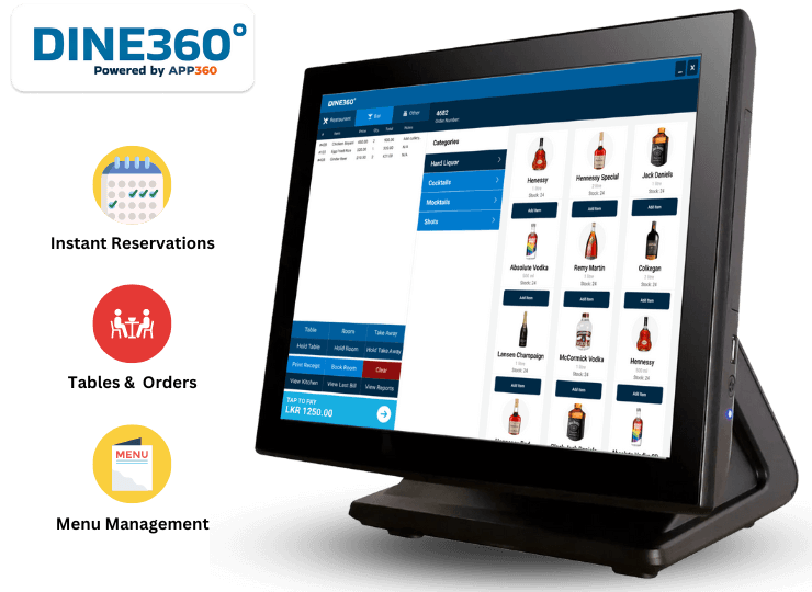 DINE360° front desk screen
